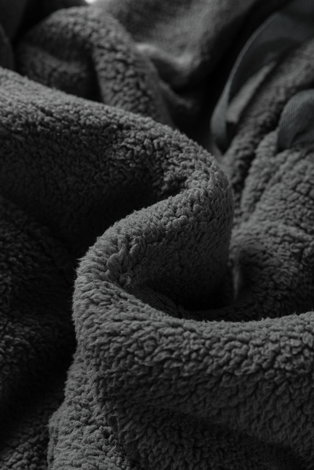 Medium Grey Fuzzy Drawstring Hoodie Lounge Pants 2pcs Set