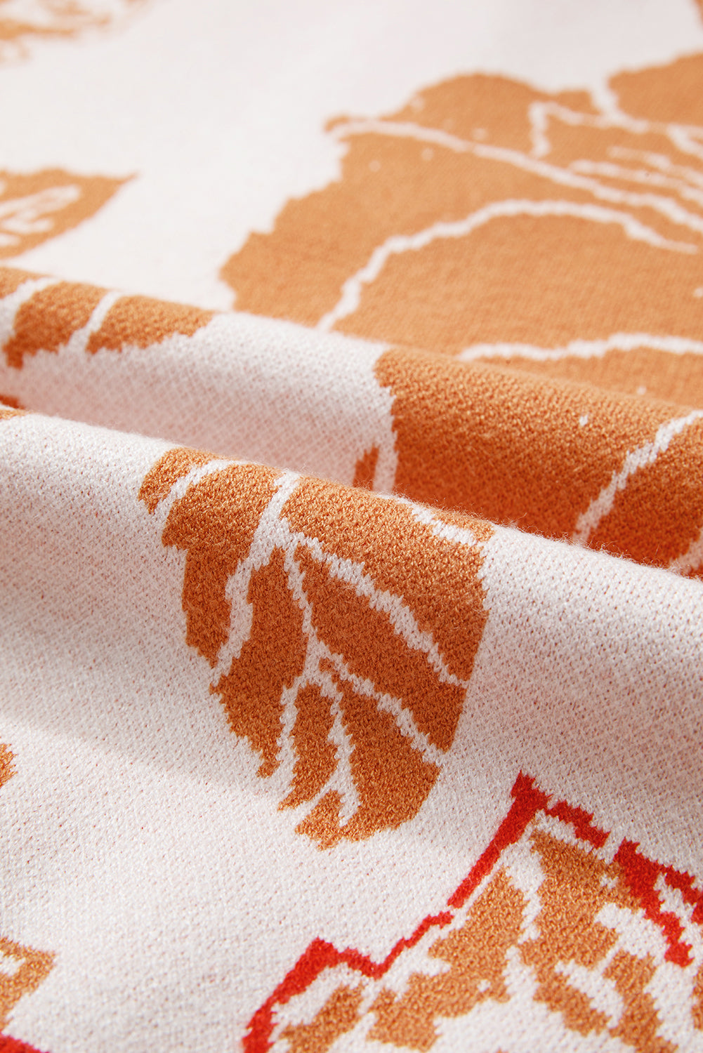 Floral Half Zip Collared Pullover Sweater