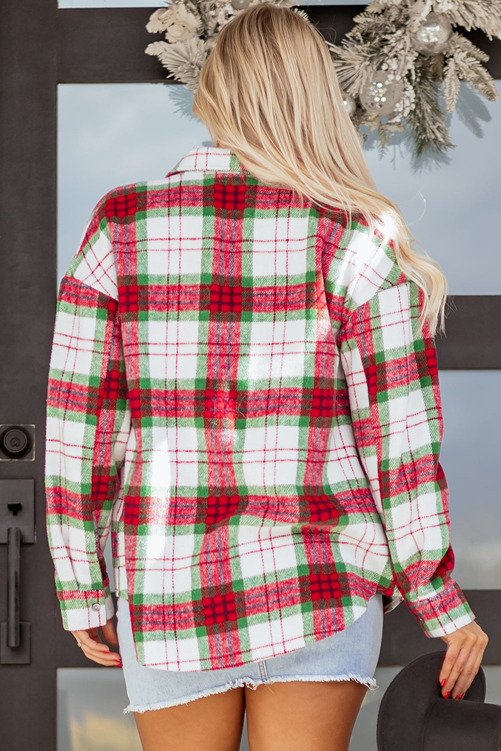Plaid Flannel Buttoned Christmas Shacket