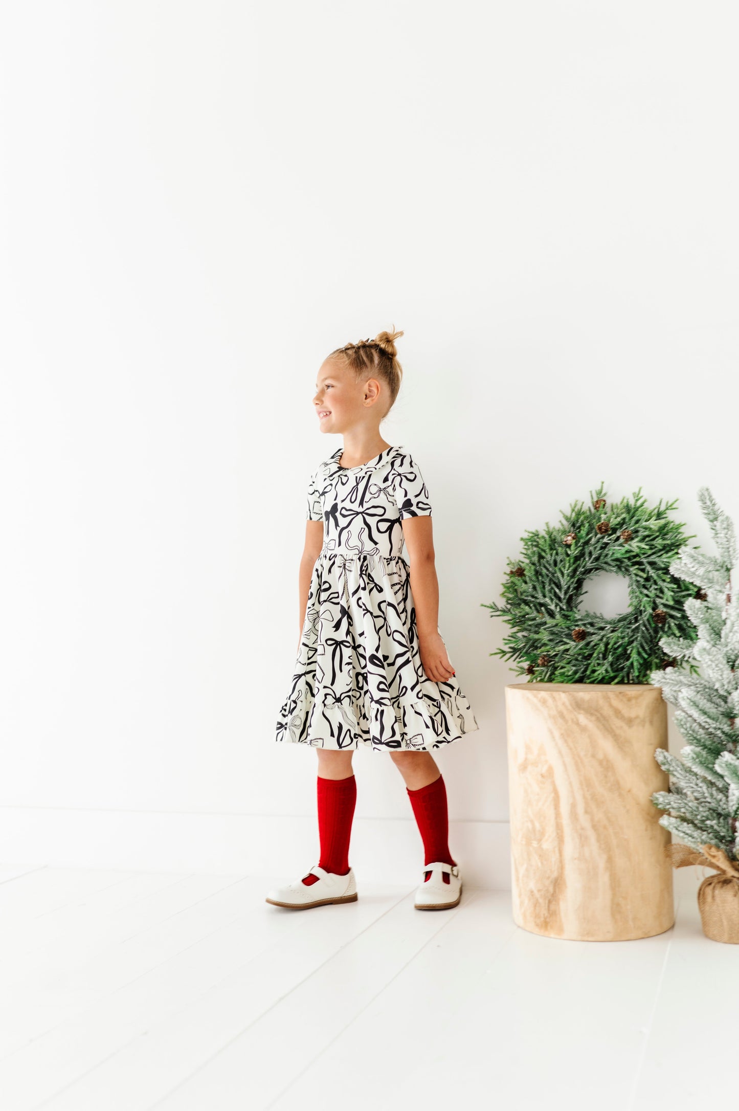 Cream Preppy Bow | Collard Twirl Dress