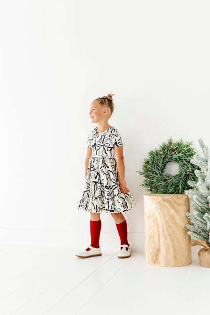 Cream Preppy Bow | Collard Twirl Dress