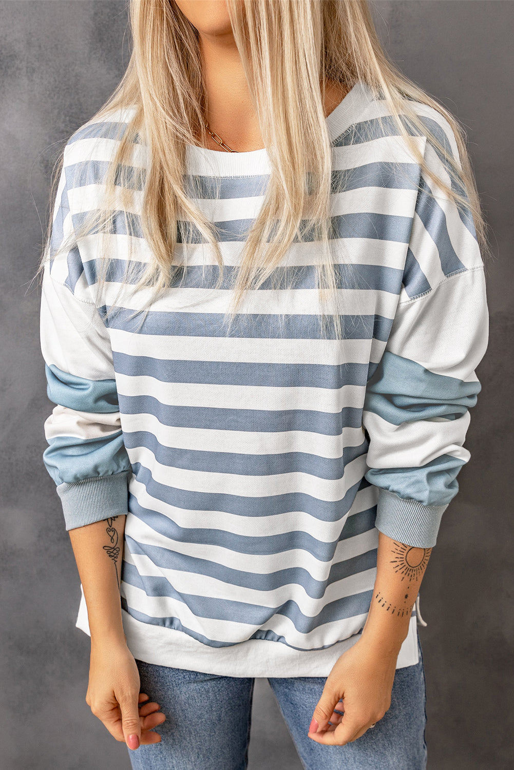 Elina Striped Pullover Sweatshirt - Aaria Tees