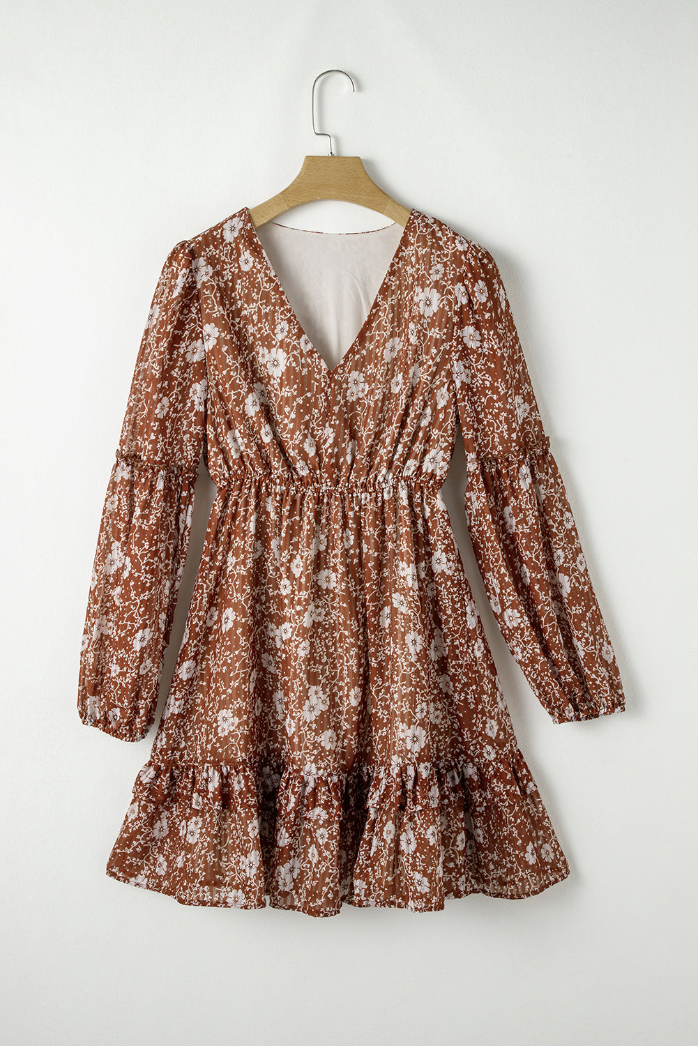 Ashley Boho Floral Puff Sleeve Mini Dress - Aaria Tees
