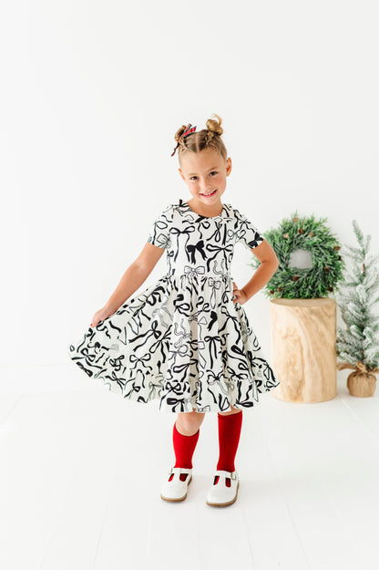 Cream Preppy Bow | Collard Twirl Dress