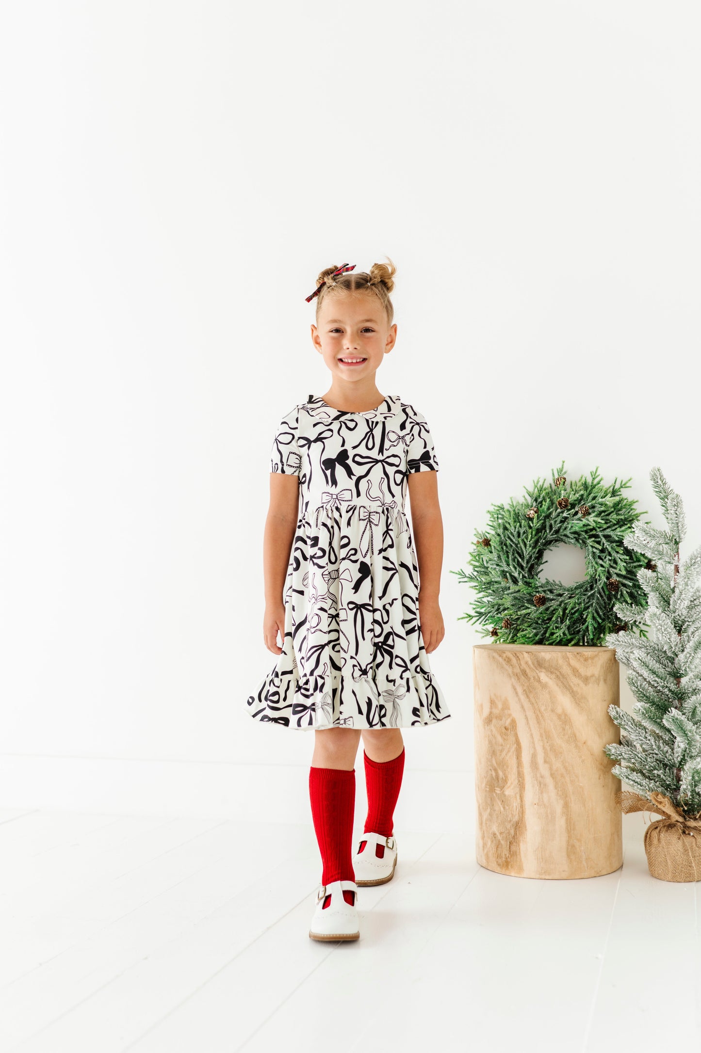 Cream Preppy Bow | Collard Twirl Dress