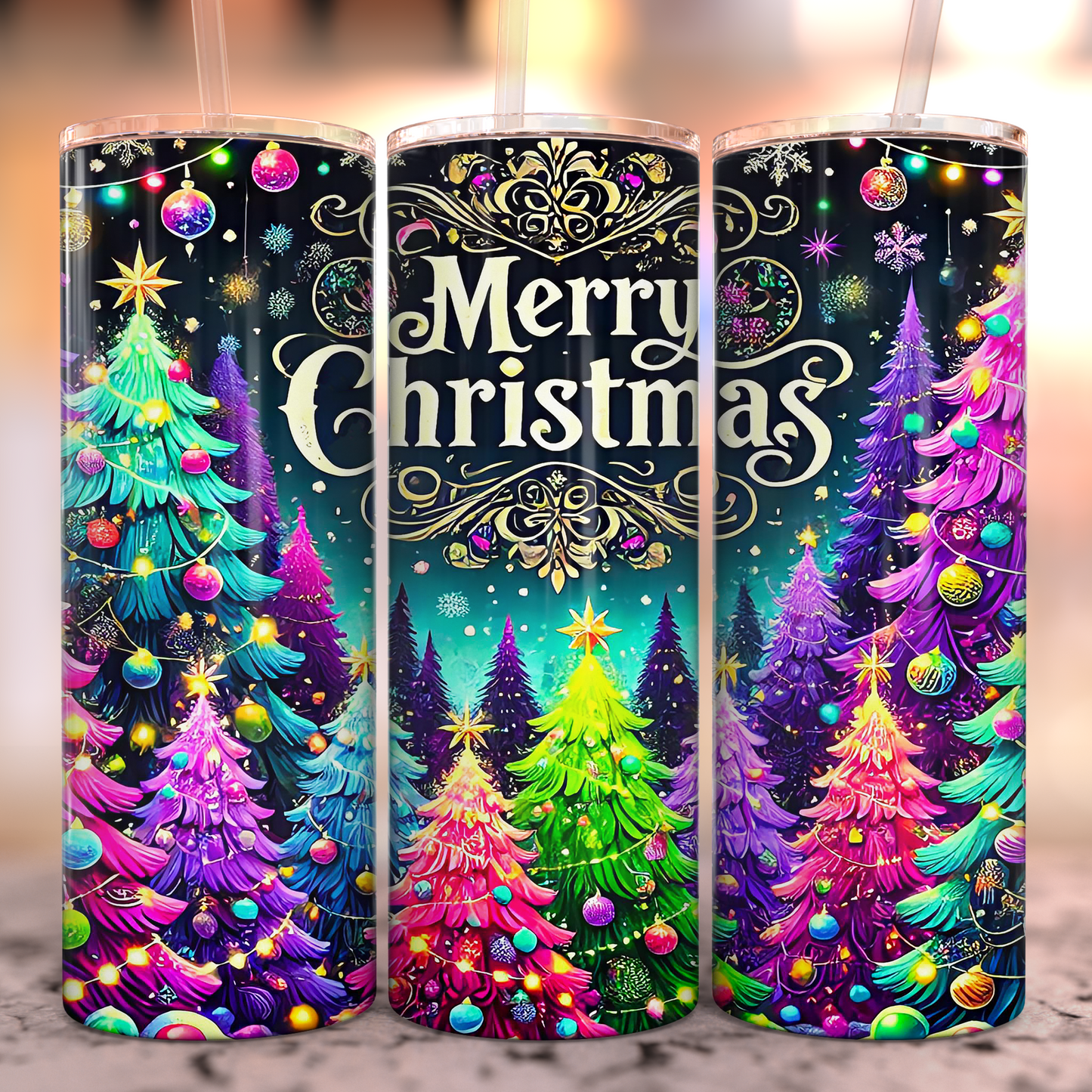 Neon Noel Forest 20oz Stainless Steel Tumbler
