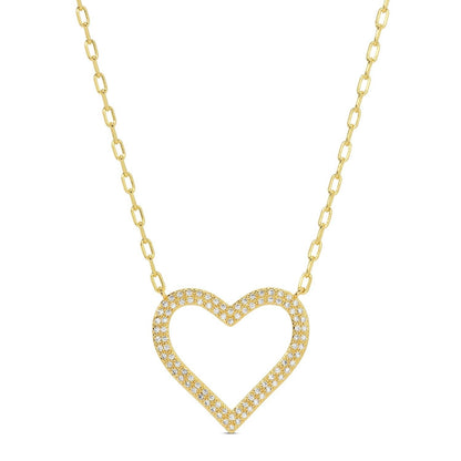 Pave Heart Statement Pendant Necklace