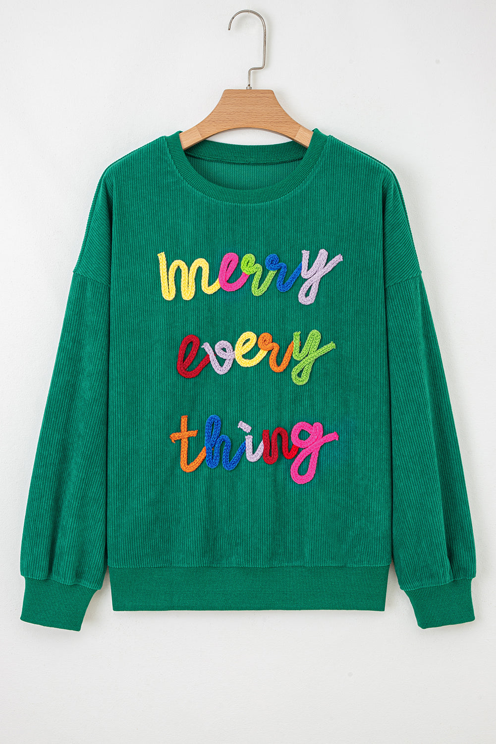 Merry Little Thing Ribbed Corduroy Long Sleeve Sweatshirt