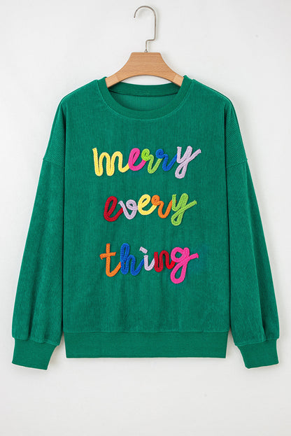 Merry Little Thing Ribbed Corduroy Long Sleeve Sweatshirt