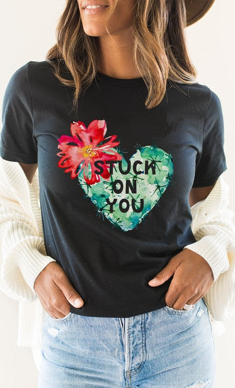 Blooming Cactus Stuck on You PLUS SIZE Graphic Tee - Aaria Tees
