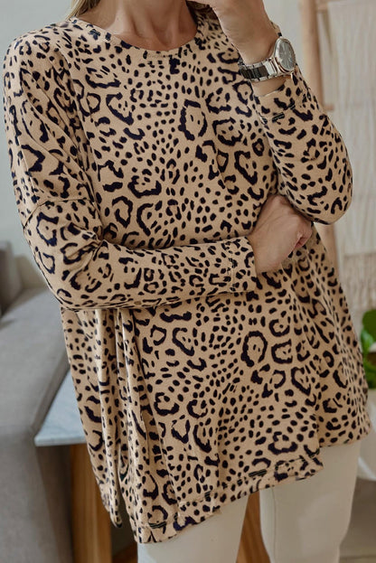 Leopard Batwing Long Sleeve Top