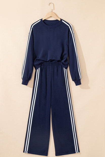 Varsity Stripe Crewneck Pullover and Sweatpants Set