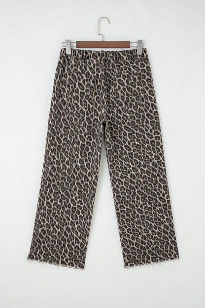 Leopard Denim Straight Leg Jeans