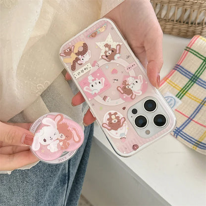 Cartoon Dessert Bunny Bear Magsafe Magnetic Stand Phone Case