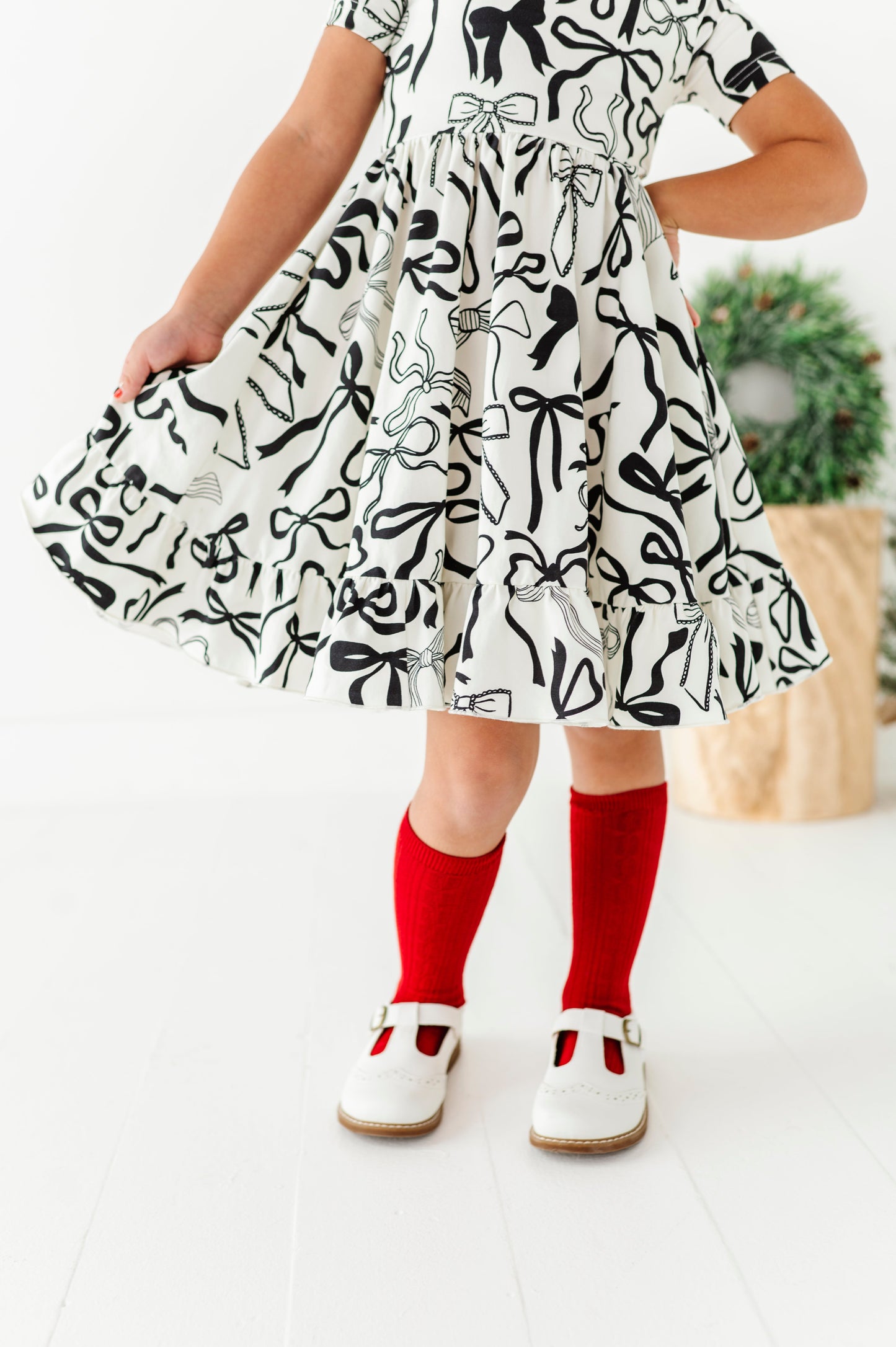 Cream Preppy Bow | Collard Twirl Dress