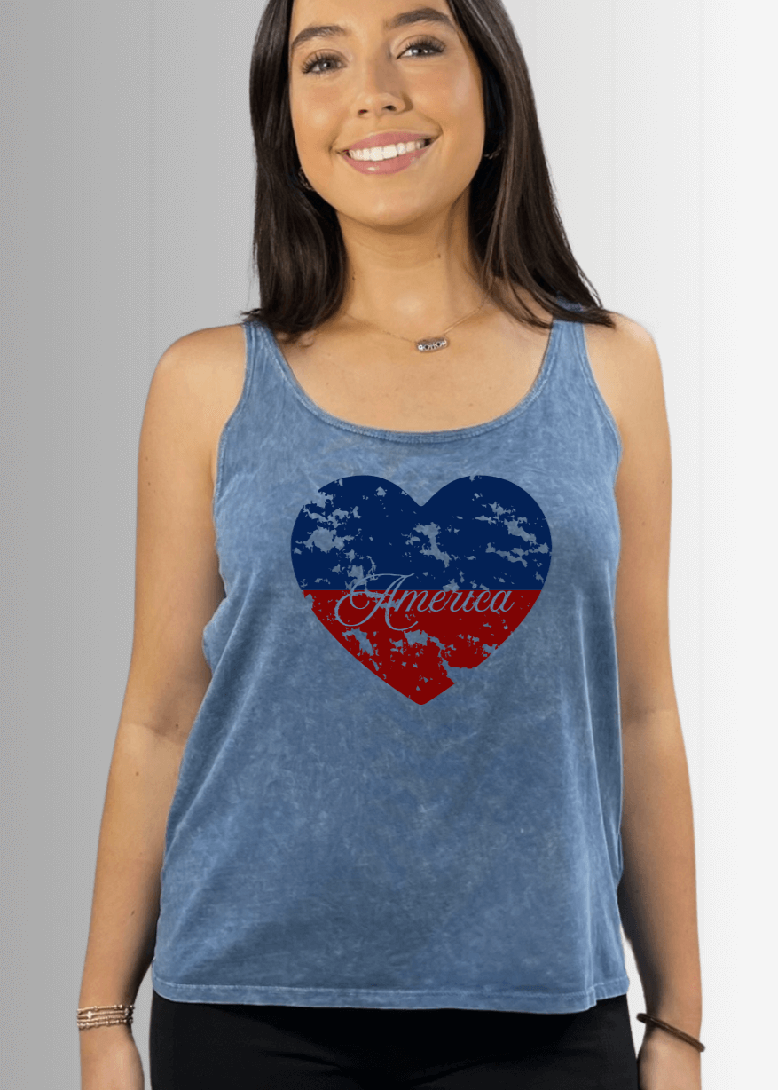 America Heart Graphic Premium Cotton Tank