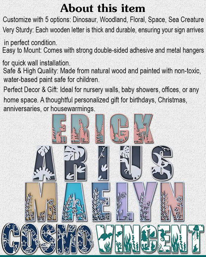 Name Sign For Nursery, Boho Nursery Sign, Family Name Signs, 3D Wall Art for Children & Kids Rooms, Baby Shower, First birthday gift (Floran)