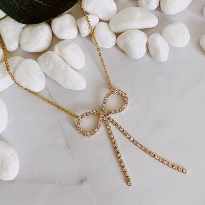 Adorable Shine Bow Necklace - Aaria Tees