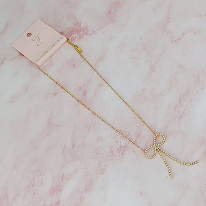 Adorable Shine Bow Necklace - Aaria Tees