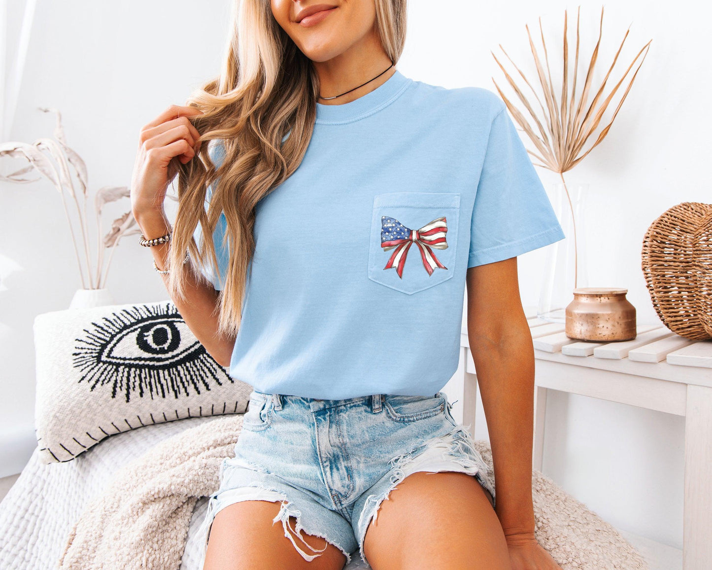 America Flag USA Ribbon Color Comfort Colors Pocket T Shirt | Independent day, Memorial's day