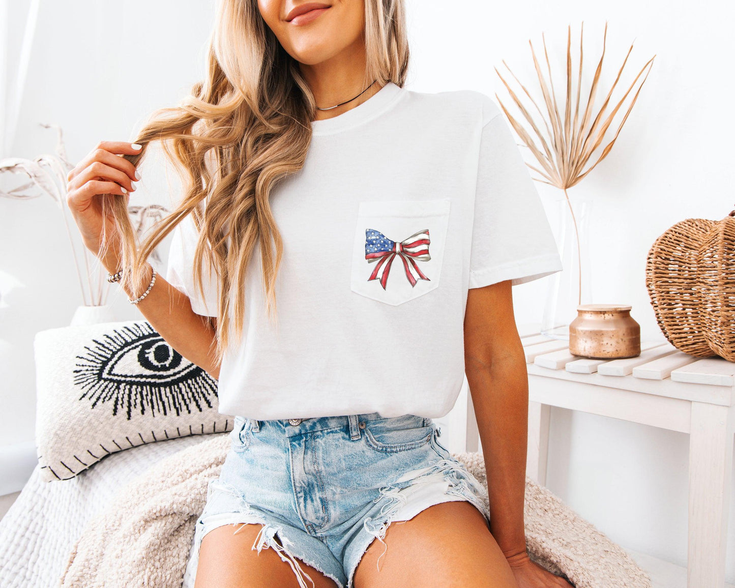America Flag USA Ribbon Color Comfort Colors Pocket T Shirt | Independent day, Memorial's day