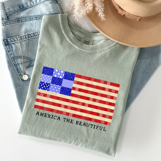 America The Beautiful, Quilt, Flag, 4th of July Tshirt Comfort Colors T-Shirt