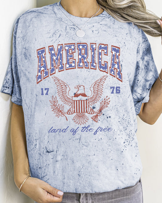 America, Land Of The Free, Eagle, 1776, USA, Independence Day, 4th Of July, Stars Stripes, Patriotic Color Blast, Comfort Colors Tshirt