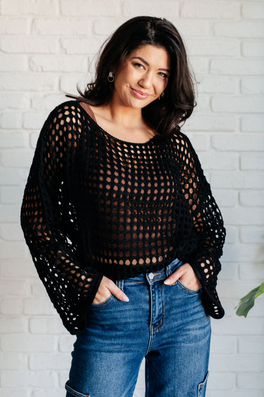 Ask Anyway Fishnet Sweater Aaria Tees