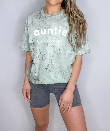 Aunt Personalized Est Year Comfort Colors Graphic Tees (Sportan Font)