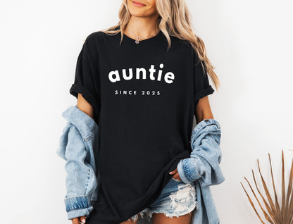 Aunt Personalized Est Year Comfort Colors Graphic Tees (Sportan Font)