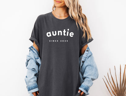 Aunt Personalized Est Year Comfort Colors Graphic Tees (Sportan Font)