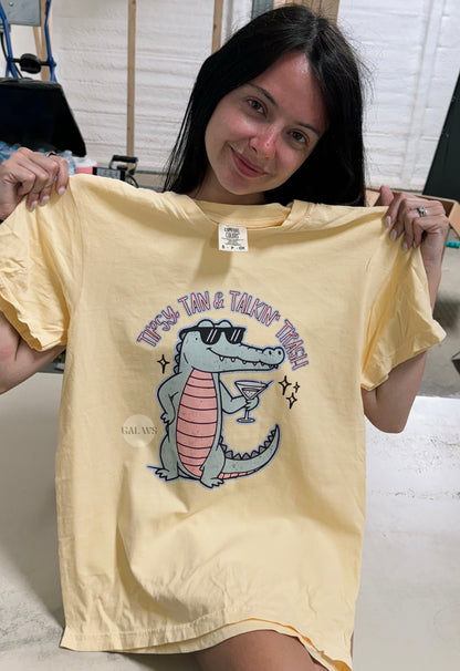 tan, tipsy, & talking trash tee or sweatshirt