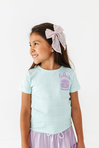 Purple Pocket Backpack Gridded Mint Teet