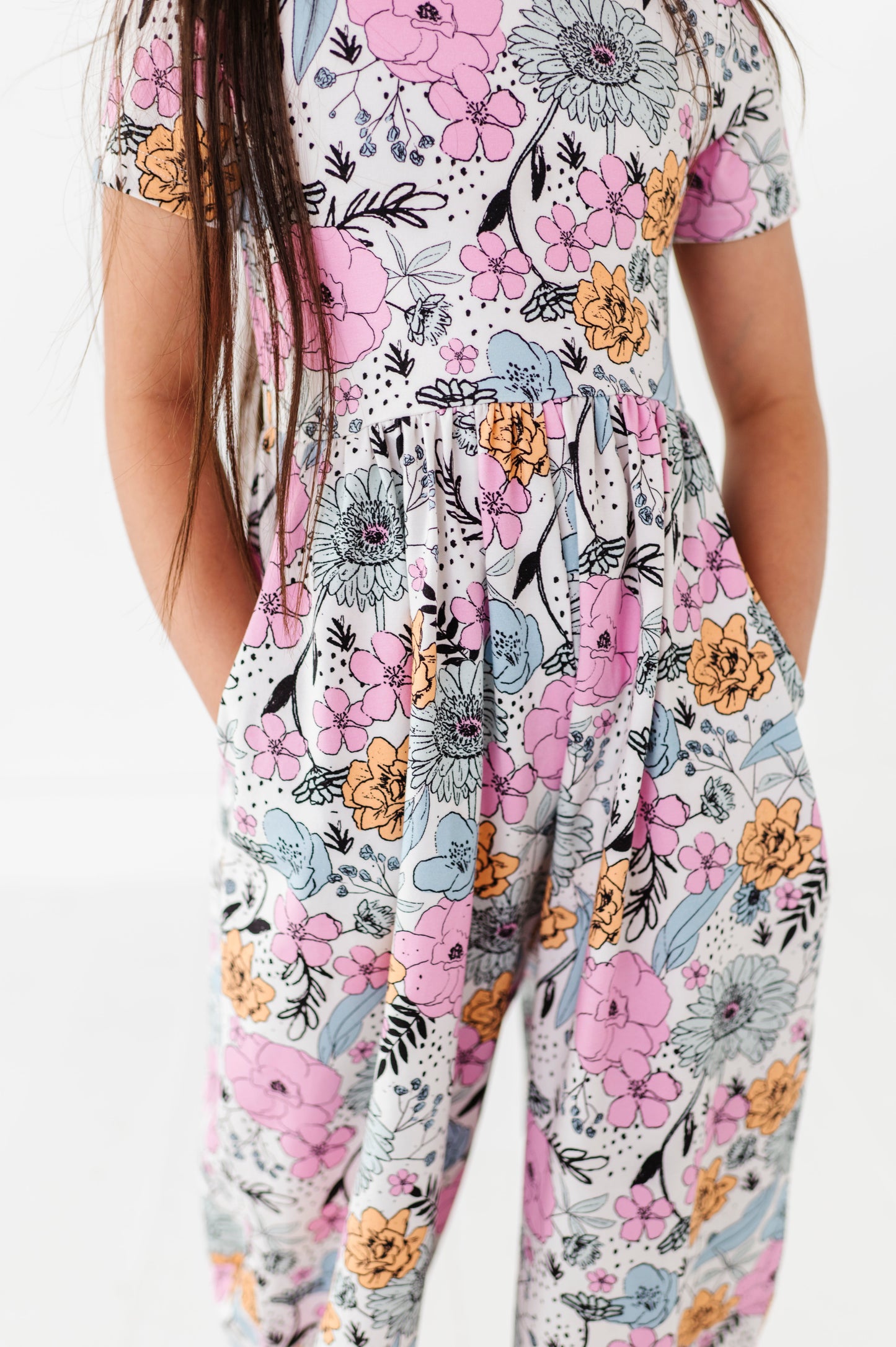 Vintage Sketchy Floral Romper