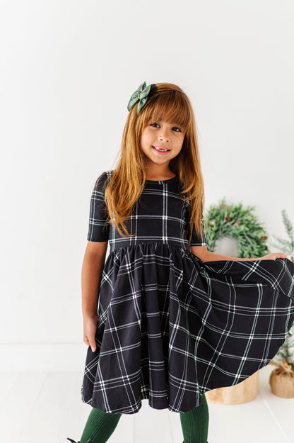 Black Plaid | Scoop Back Dress