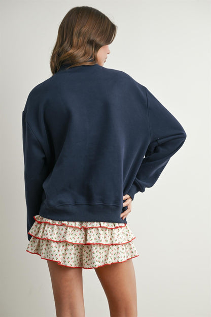 USA Chenille Patch Half-Zip Pullover Sweatshirt