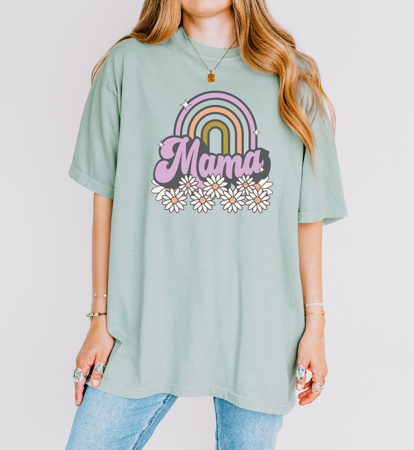 Mama Rainbow Comfort Colors T Shirt