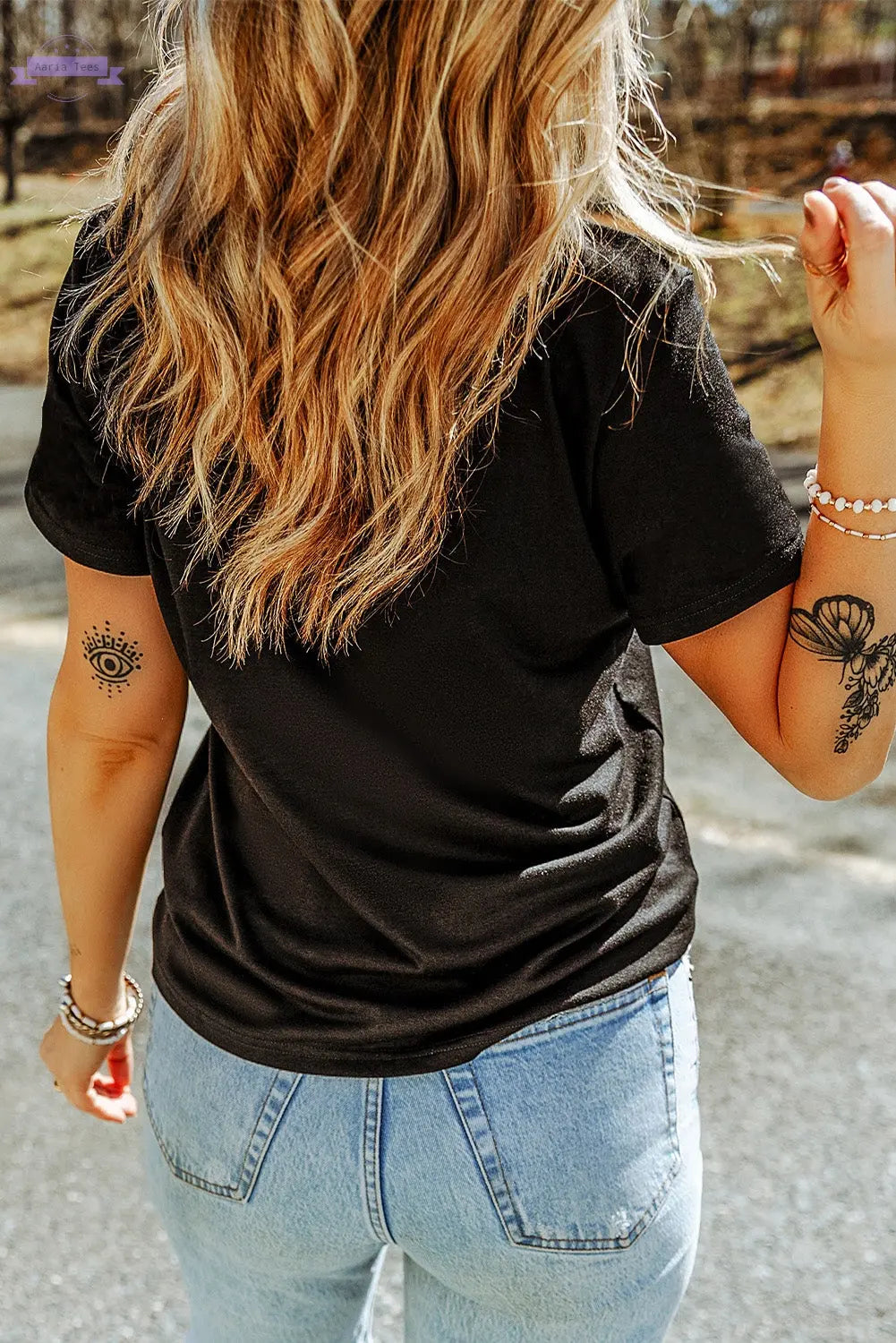 Black LOVE Checkered Graphic Valentine Tee Aaria Tees