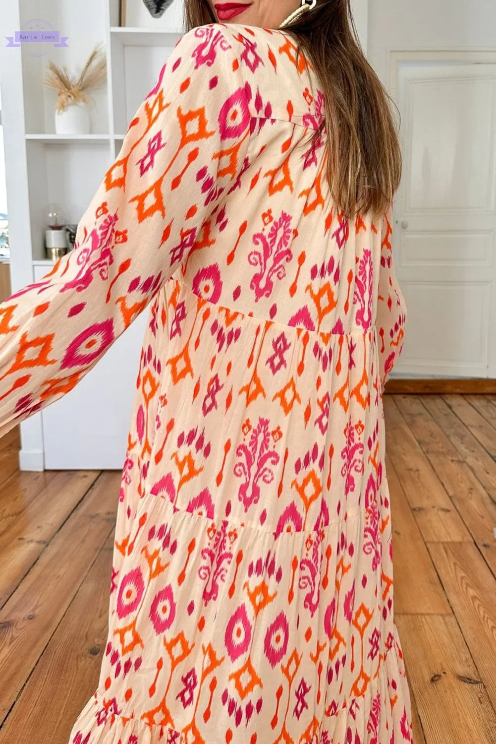 Black Western Abstract Geometric Printed Maxi Dress Aaria Tees