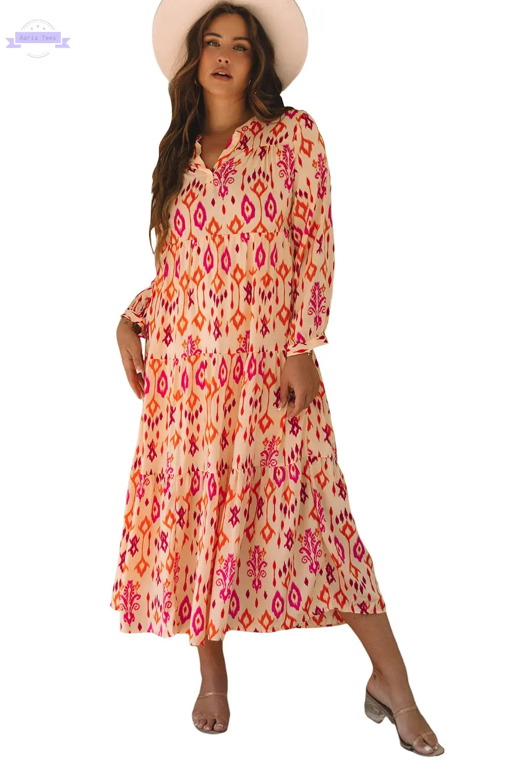 Black Western Abstract Geometric Printed Maxi Dress Aaria Tees