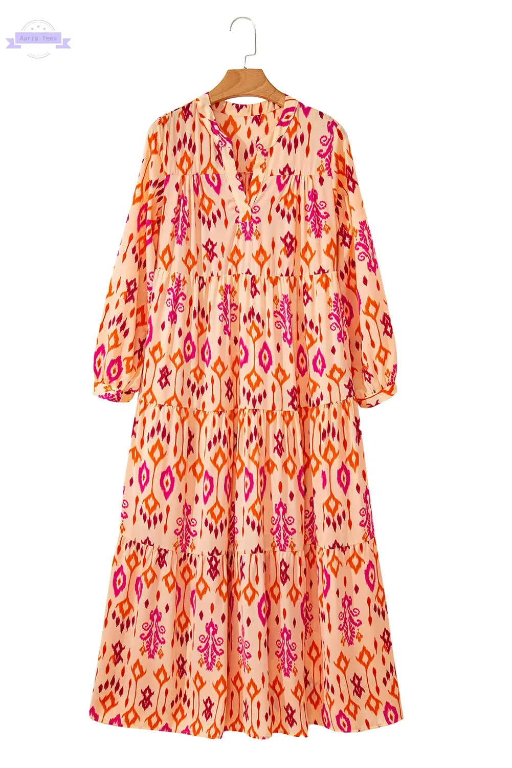 Black Western Abstract Geometric Printed Maxi Dress Aaria Tees