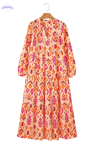 Black Western Abstract Geometric Printed Maxi Dress Aaria Tees