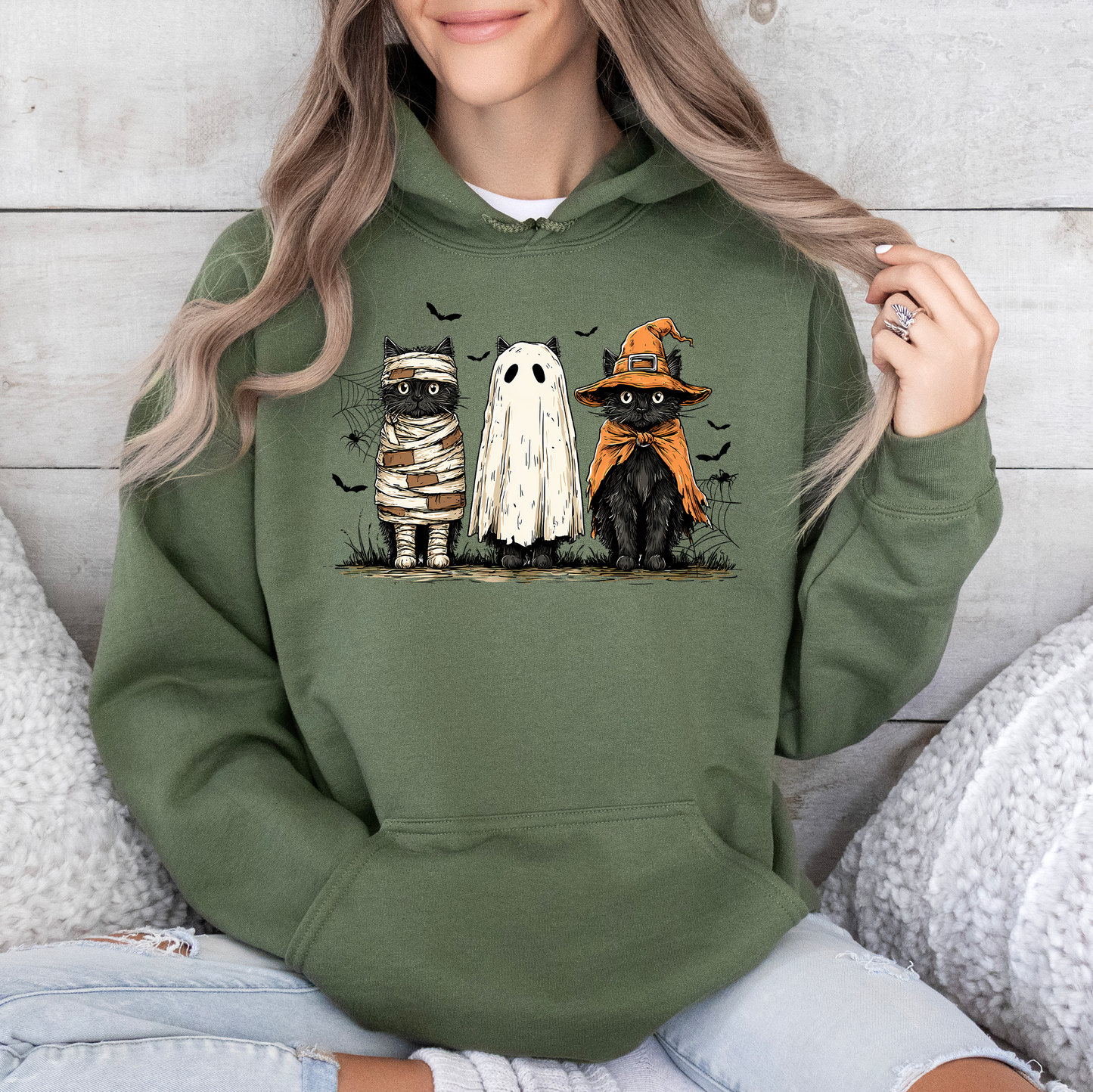 Black Cats, Boo, Ghost Cats, Retro Halloween, Gothic, Halloween Cat Mama Shirt, Autumn, Black Cat, Graphic Hoodie, Hooded Sweatshirt