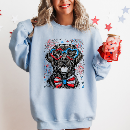Black Labrador, Lab Patriotic Dog, USA, America, Pet Lover, 4th of July Sweatshirt