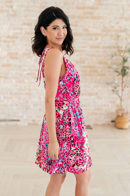Bless Your Heart V-Neck Dress in Neon Fuchsia (Online Exclusive)