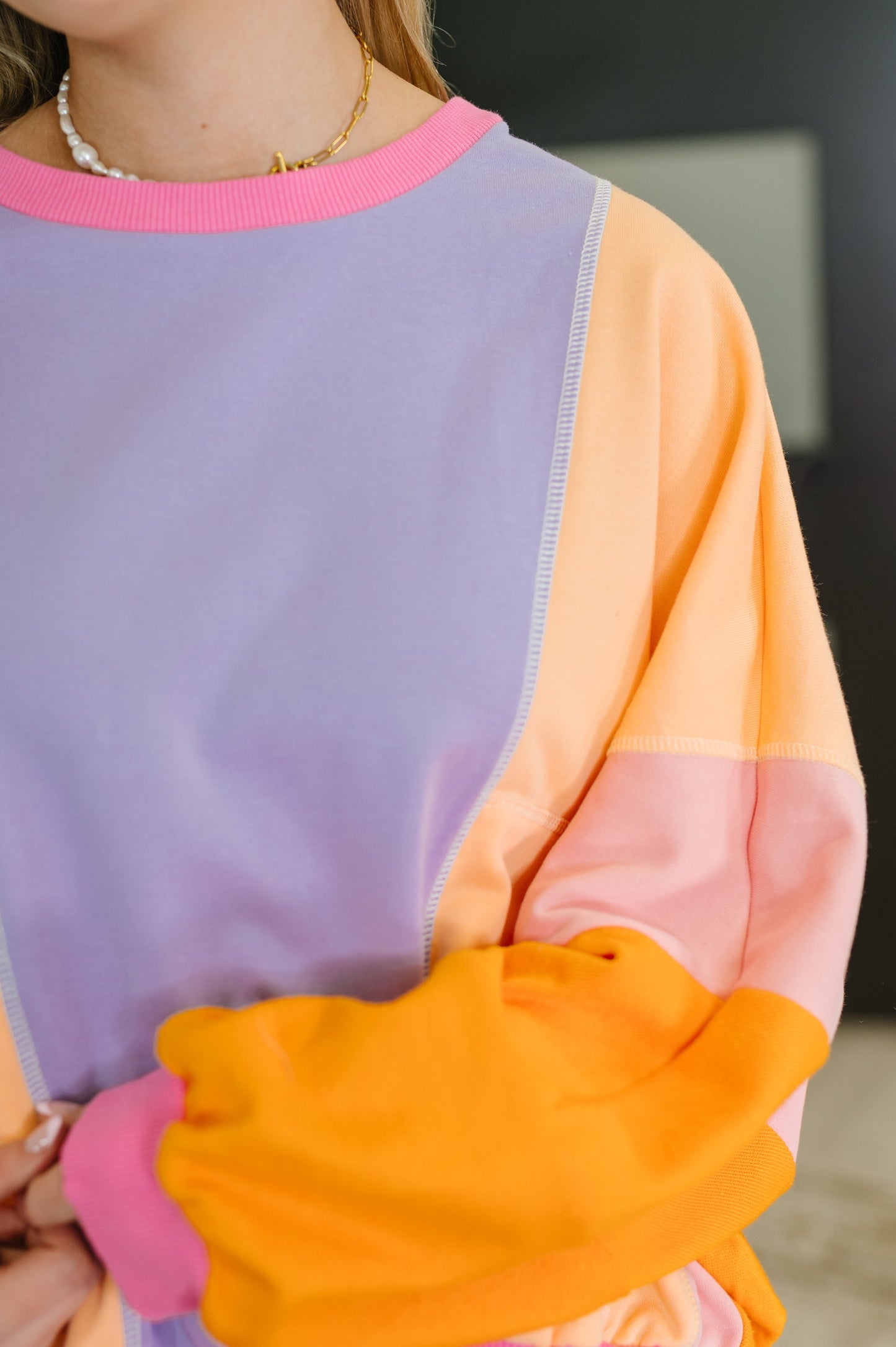 Blockbuster Color Block Pullover in Muted (Online Exclusive)