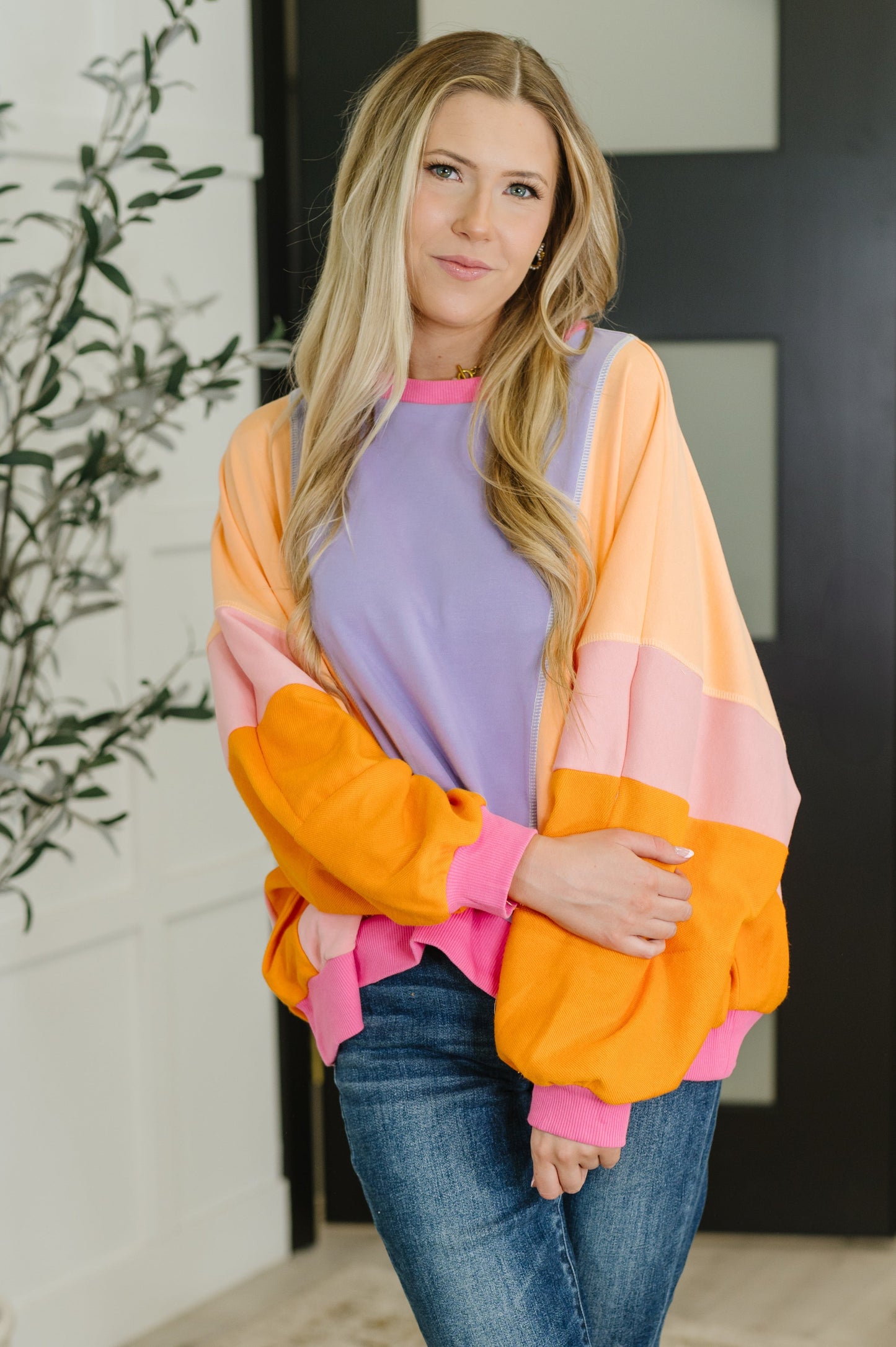 Blockbuster Color Block Pullover in Muted (Online Exclusive)