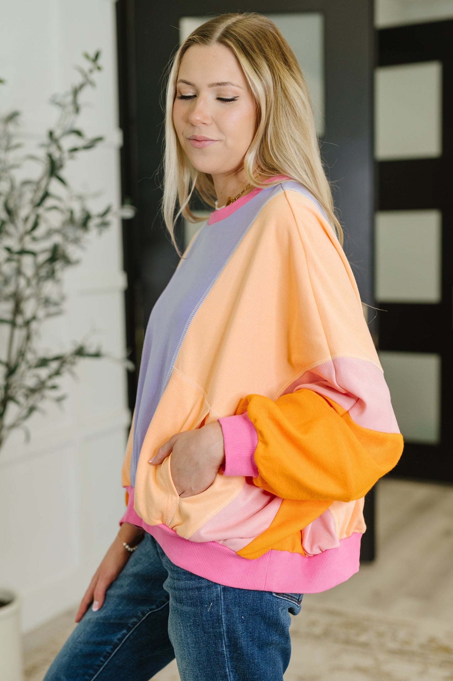 Blockbuster Color Block Pullover in Muted (Online Exclusive)