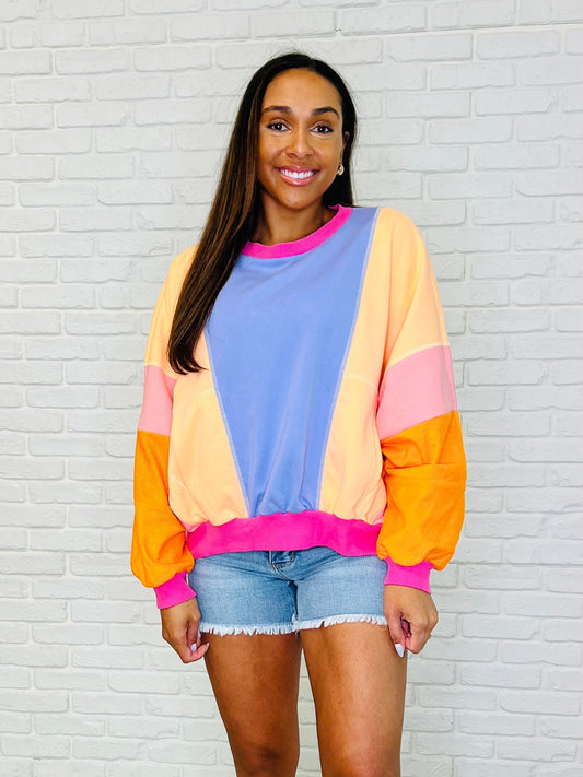 Blockbuster Color Block Pullover in Muted (Online Exclusive)