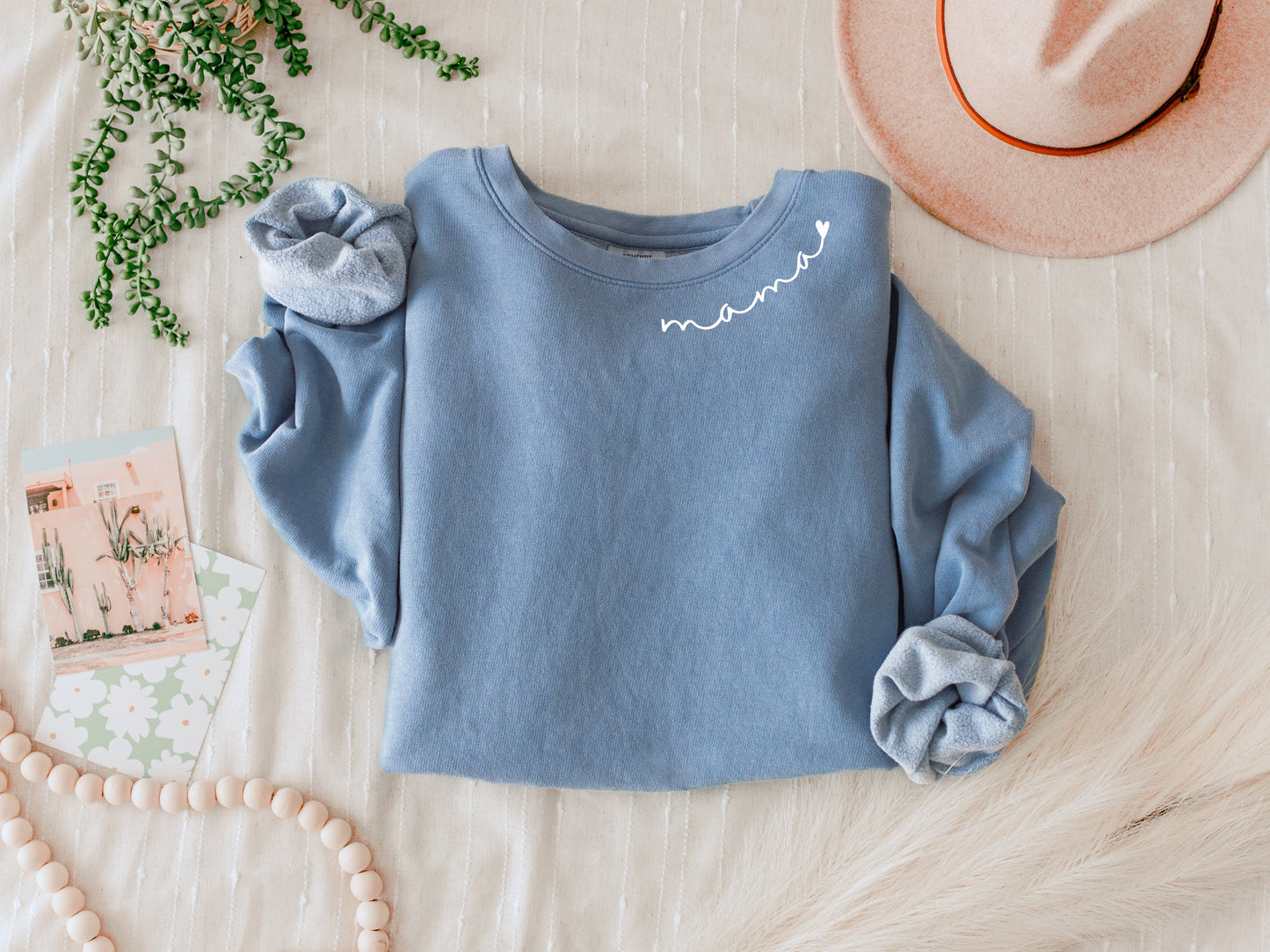 Mama heart Garment Dyed Comfort Colors Sweatshirt (Neck around)